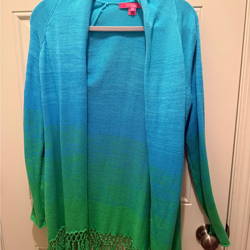 Lilly Pulitzer Turquoise and Lime Cardigan